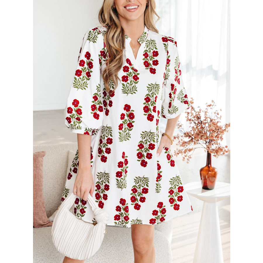 Floral Print Casual Mini Dress Apparel and Accessories