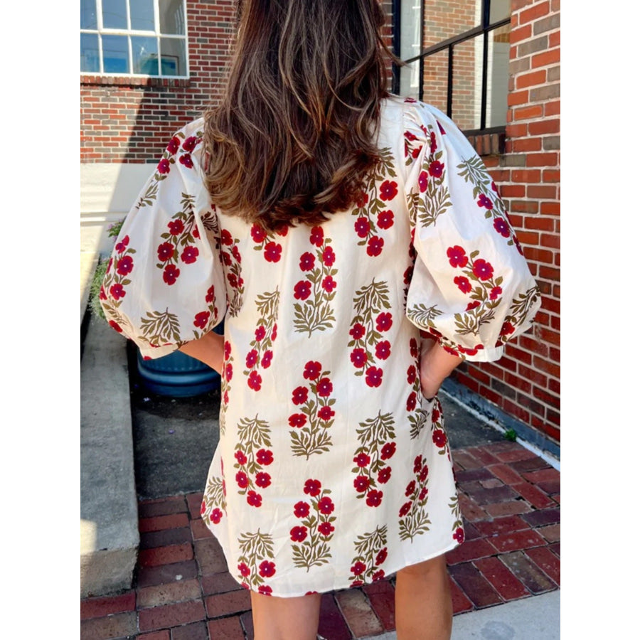Floral Print Casual Mini Dress Apparel and Accessories