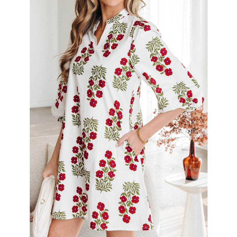 Floral Print Casual Mini Dress Apparel and Accessories