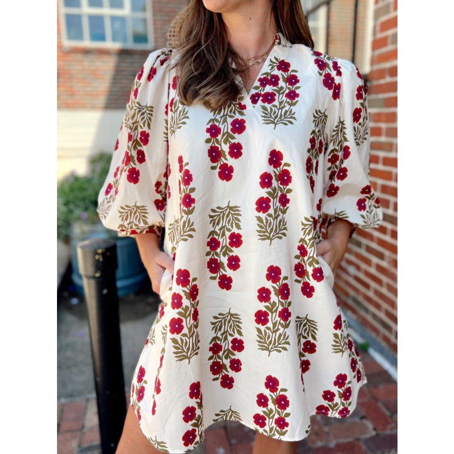 Floral Print Casual Mini Dress Apparel and Accessories