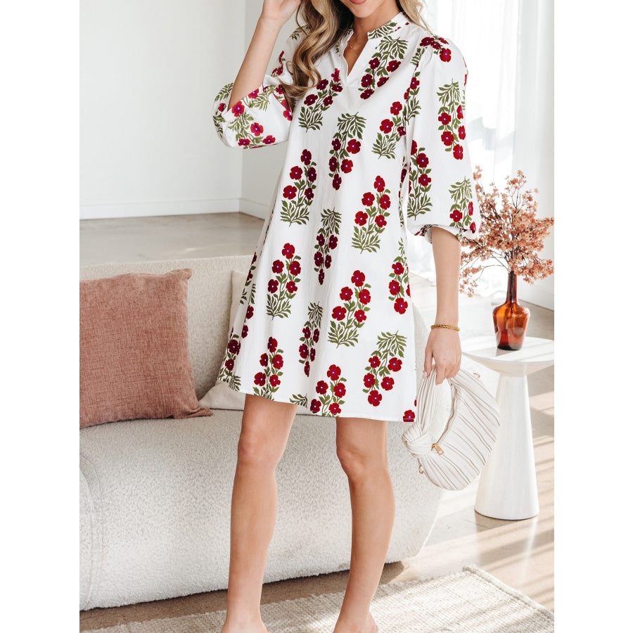 Floral Print Casual Mini Dress Apparel and Accessories