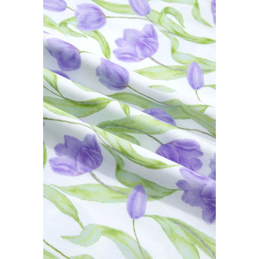 Floral Print Contrast Trim Midi Dress Apparel and Accessories