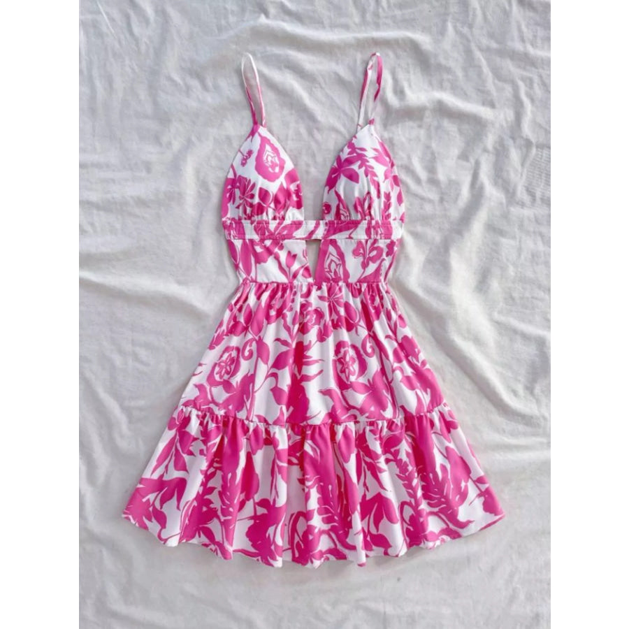 Floral Print Cutout Mini Dress Apparel and Accessories