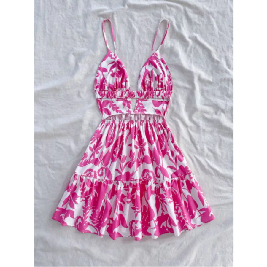 Floral Print Cutout Mini Dress Apparel and Accessories