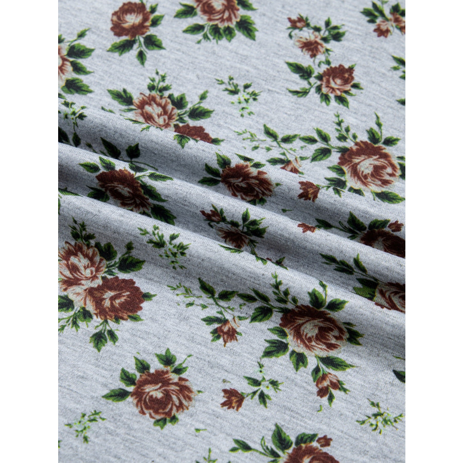 Floral Print Denim Patchwork Blouse Apparel and Accessories
