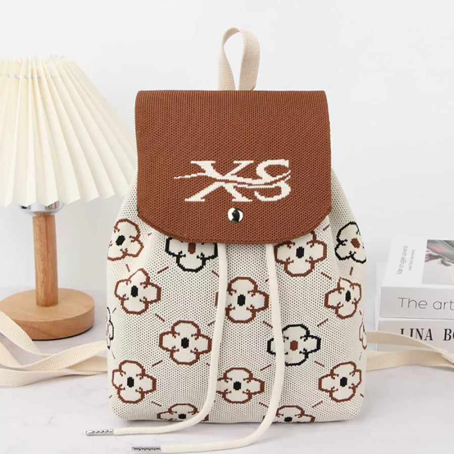 Floral Print Drawstring Backpack Bag Caramel / onesize Apparel and Accessories