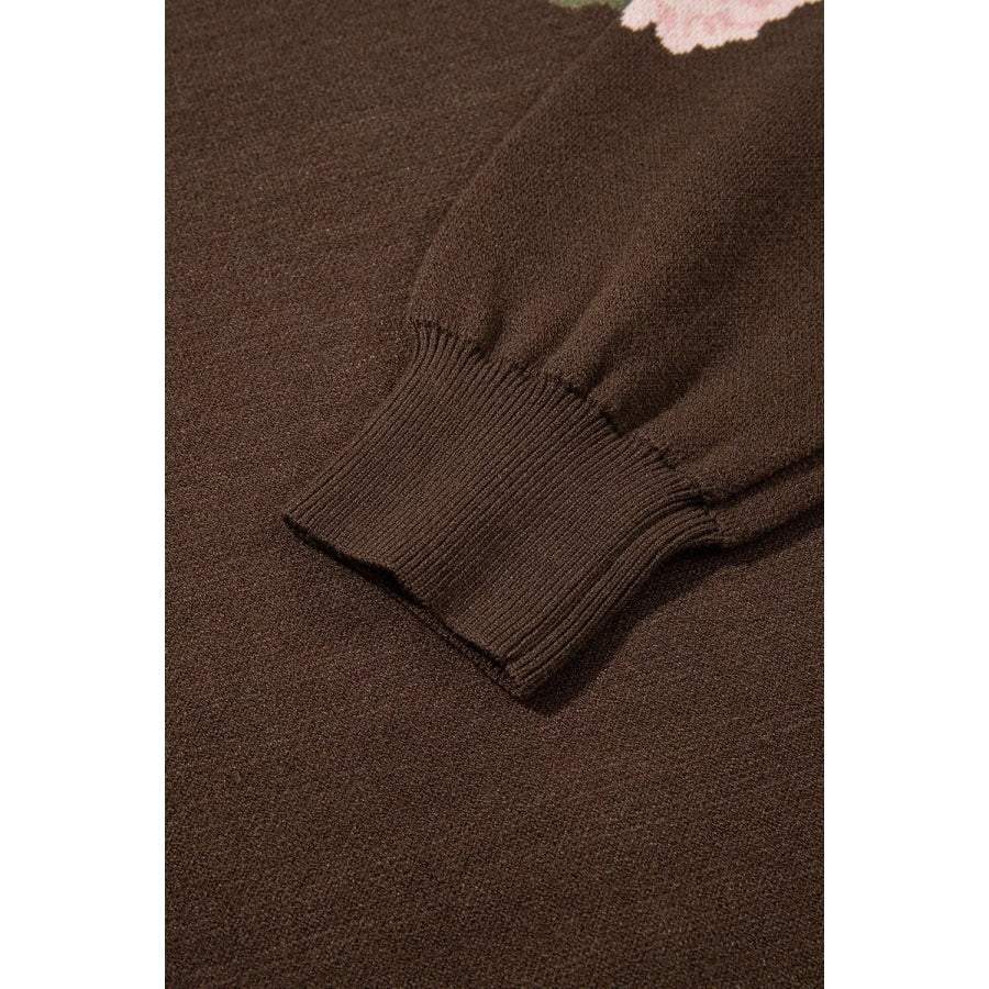 Floral Print Drop Shoulder Relaxed Sweater Apparel and Accessories
