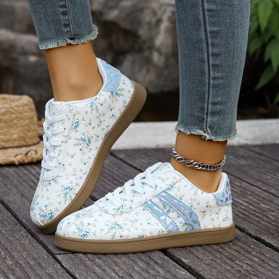 Floral Print Flats Sneakers Orchid / 35 Apparel and Accessories