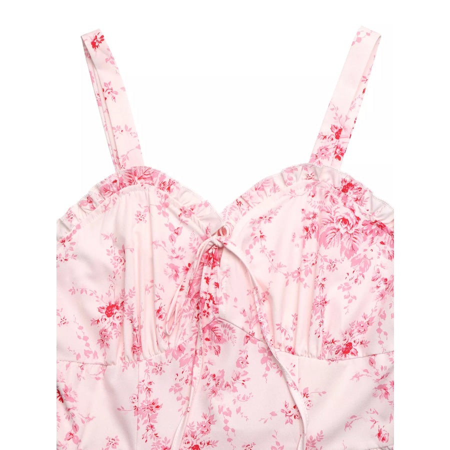 Floral Print Frill Trim Cami Dress Apparel and Accessories