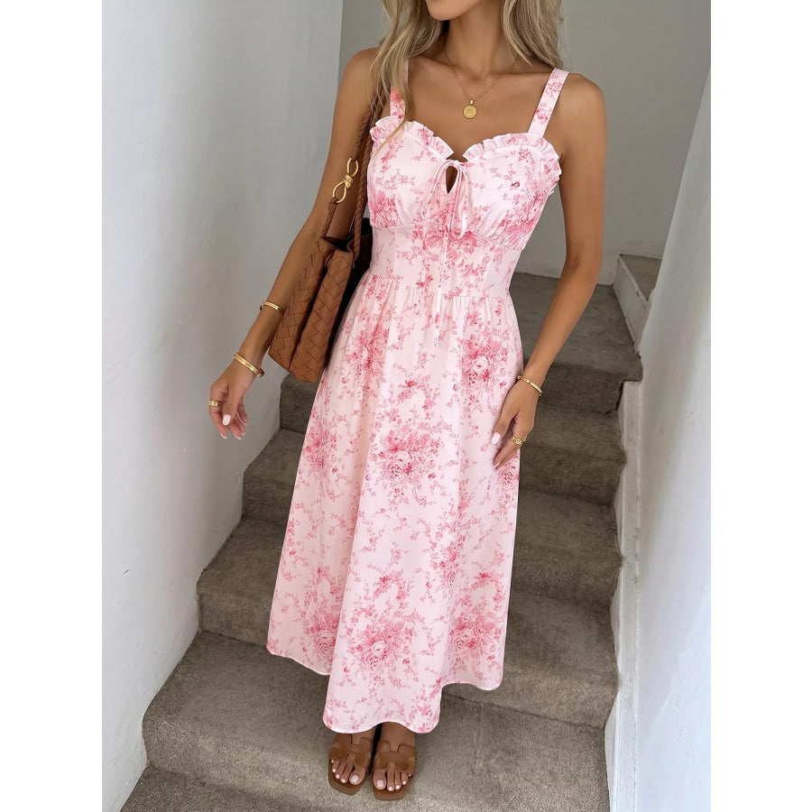 Floral Print Frill Trim Cami Dress Apparel and Accessories