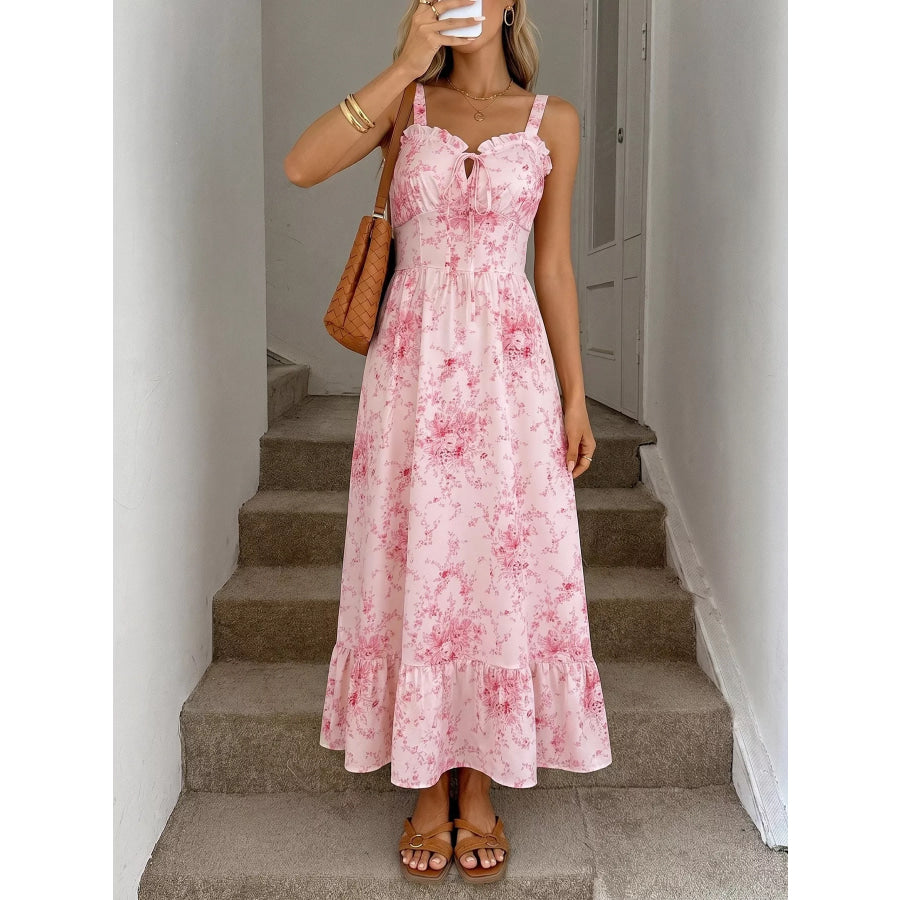 Floral Print Frill Trim Cami Dress Apparel and Accessories