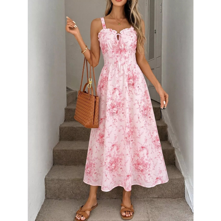 Floral Print Frill Trim Cami Dress Apparel and Accessories