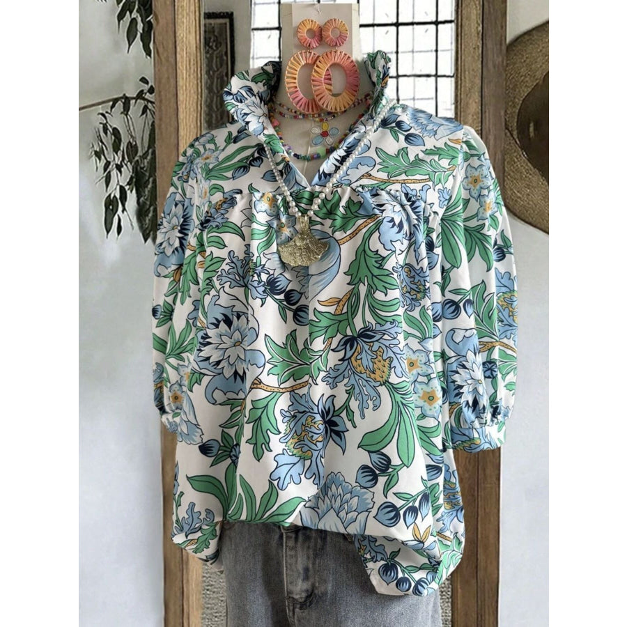 Floral Print Half Sleeve Blouse Apparel and Accessories