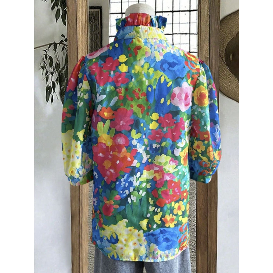 Floral Print Half Sleeve Blouse Apparel and Accessories