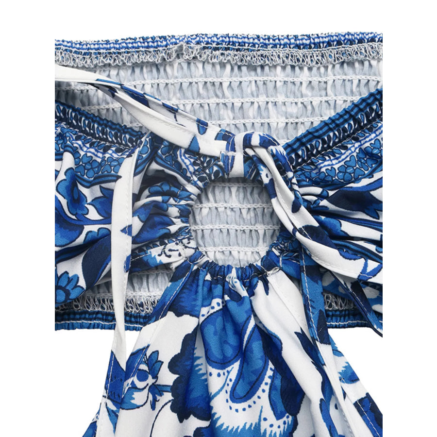 Floral Print Halter Neck Cutout Mini Dress Apparel and Accessories
