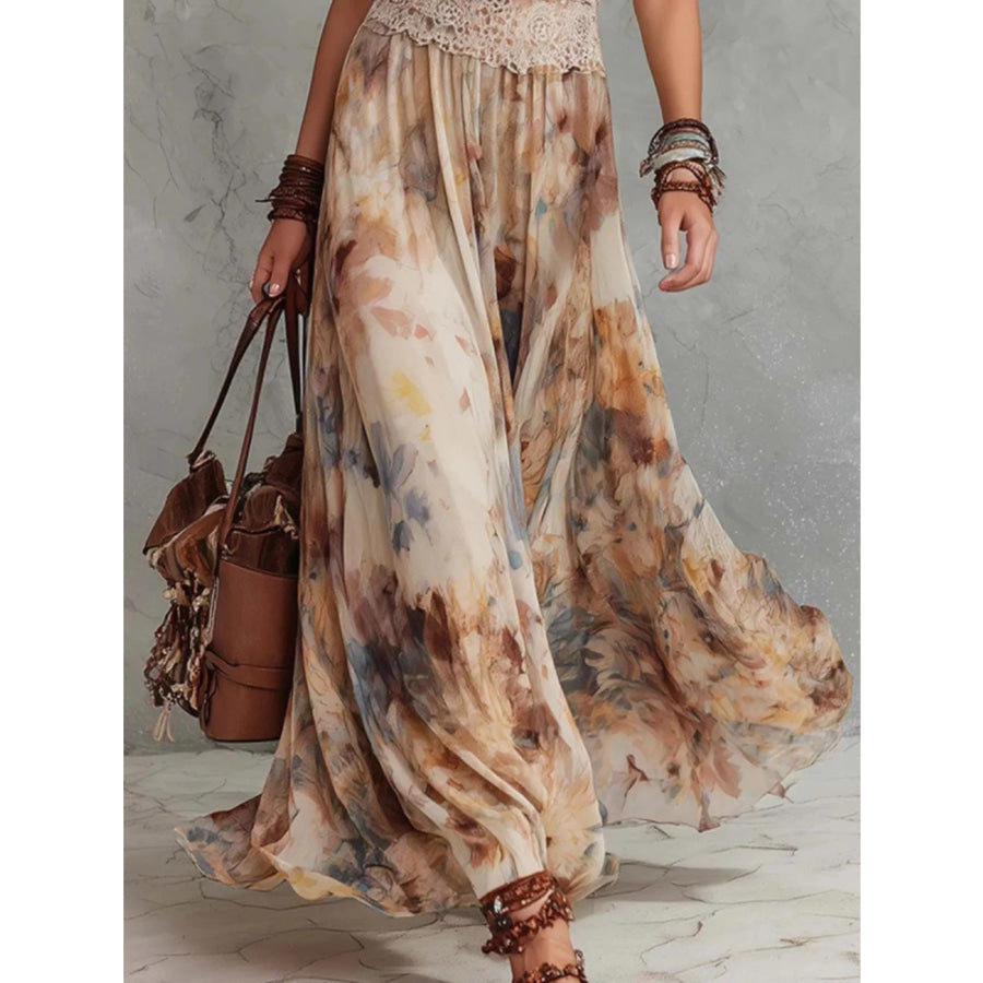 Floral Print Halter Neck Maxi Dress Apparel and Accessories