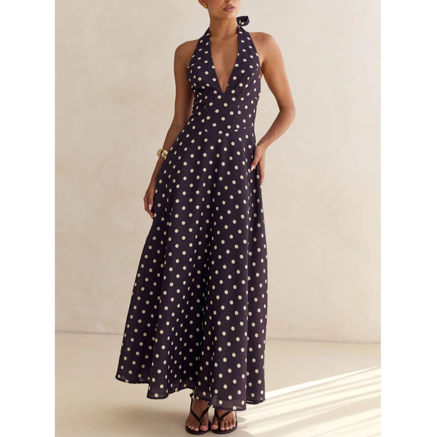 Floral Print Halter Neck Maxi Dress Apparel and Accessories