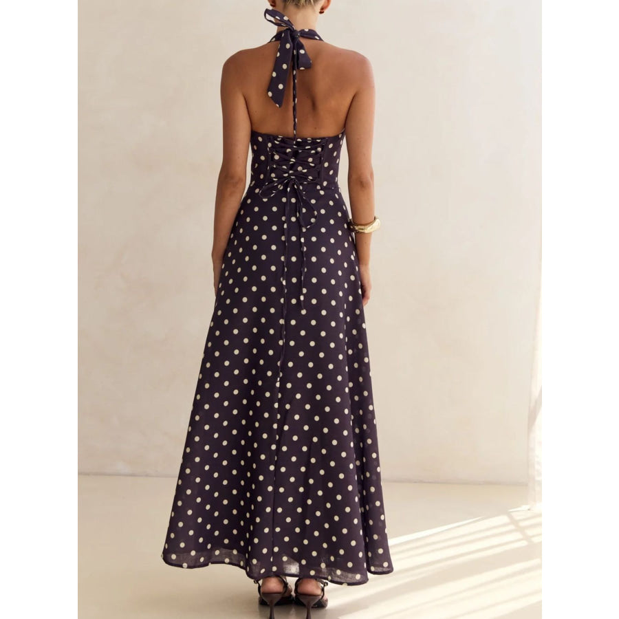 Floral Print Halter Neck Maxi Dress Apparel and Accessories