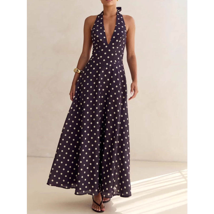 Floral Print Halter Neck Maxi Dress Apparel and Accessories