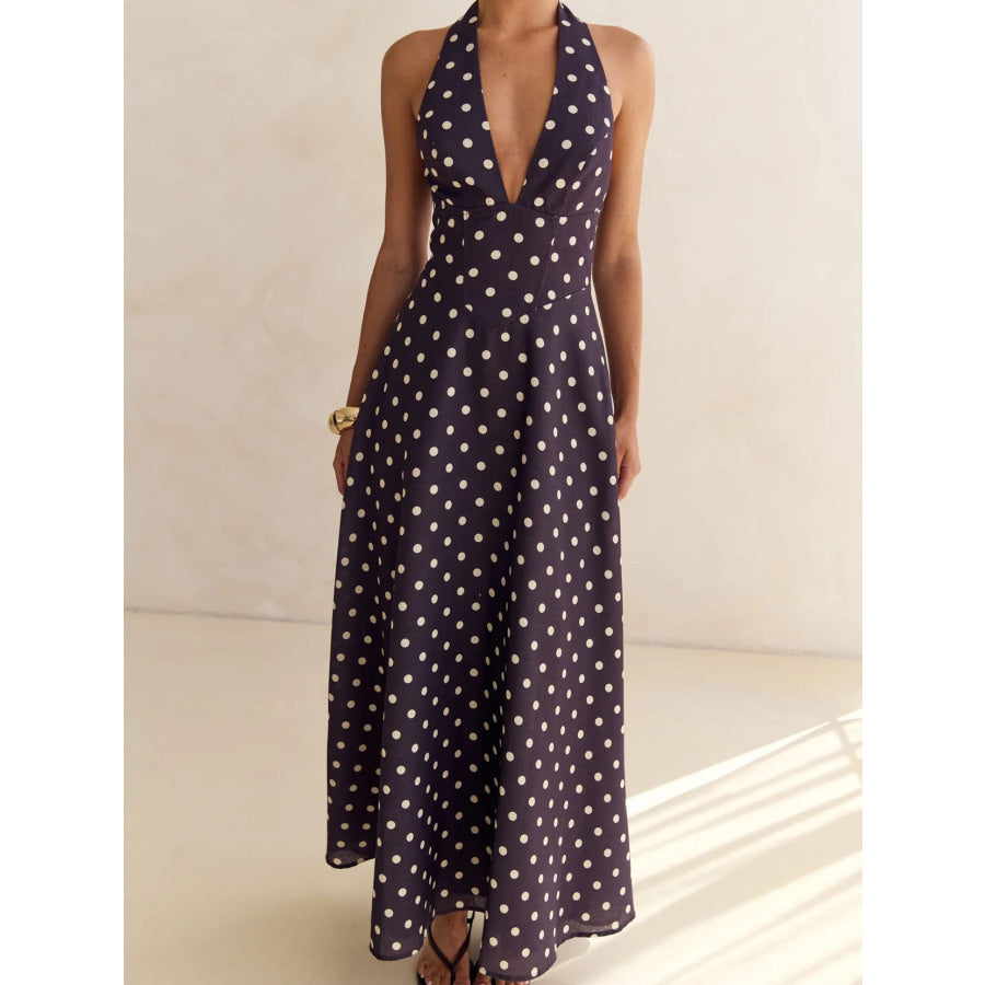 Floral Print Halter Neck Maxi Dress Apparel and Accessories