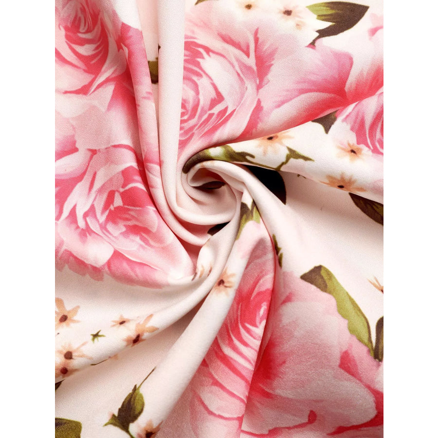 Floral Print Halter Neck Midi Dress Apparel and Accessories