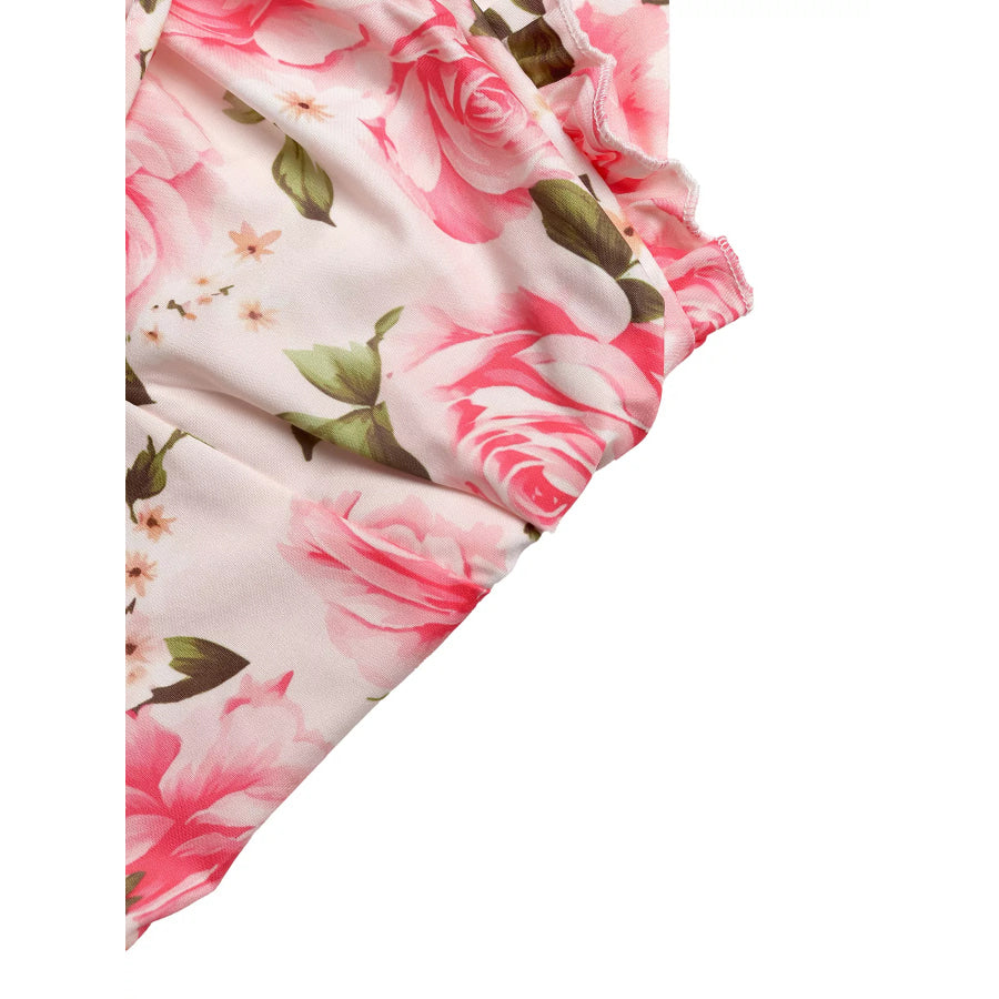 Floral Print Halter Neck Midi Dress Apparel and Accessories
