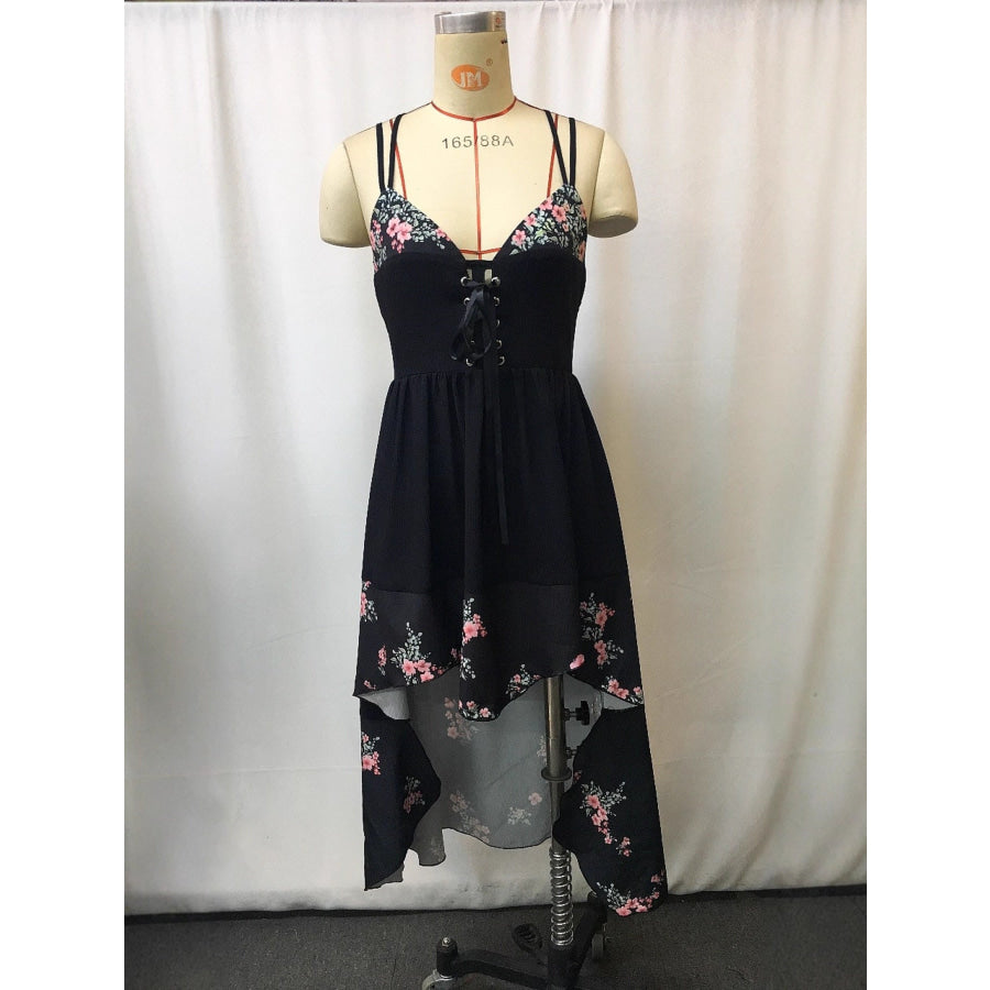 Floral Print High-Low Cami Dress Apparel and Accessories
