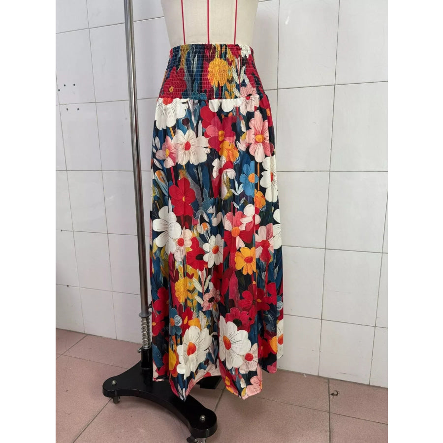 Floral Print High-Waisted Maxi Skirt Apparel and Accessories