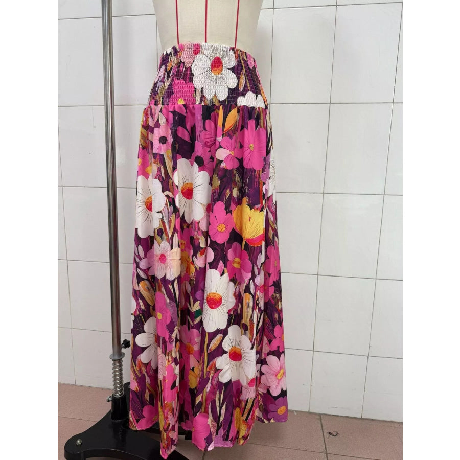 Floral Print High-Waisted Maxi Skirt Apparel and Accessories