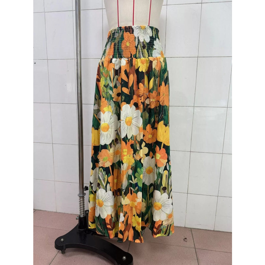 Floral Print High-Waisted Maxi Skirt Apparel and Accessories