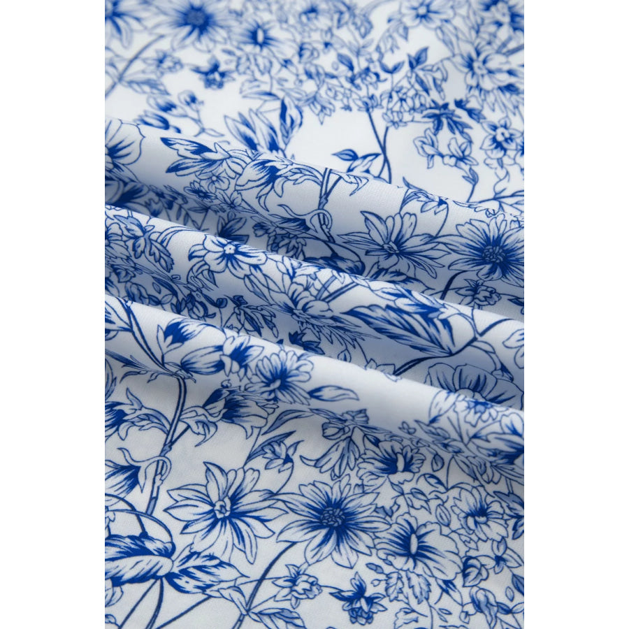 Floral Print Knot Straps High Waist Flared Maxi Dress Apparel and Accessories
