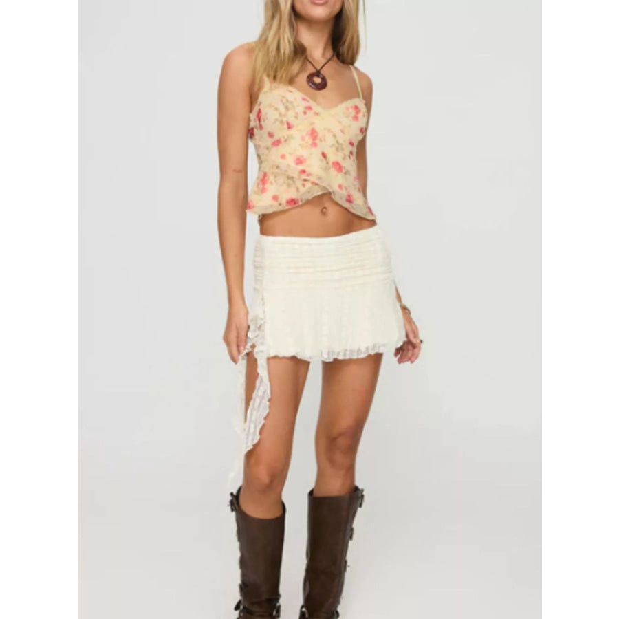 Floral Print Lace Trim Cami Apparel and Accessories