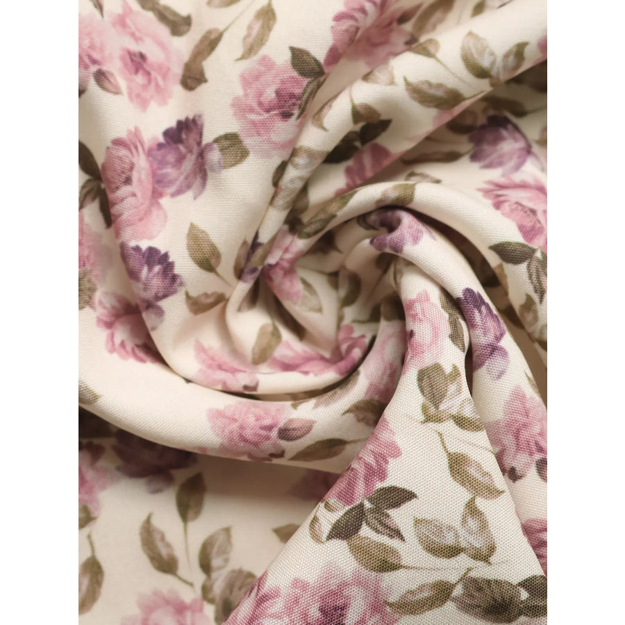Floral Print Lace Trim Tie Front Dress Apparel and Accessories