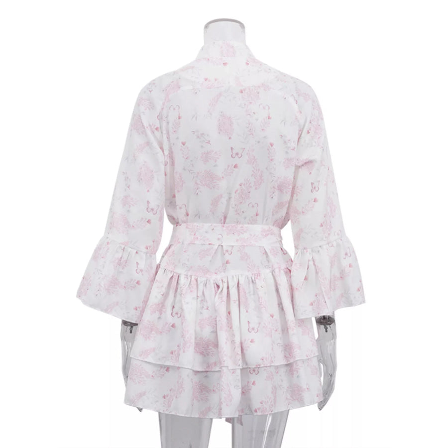 Floral Print Layered Ruffle Dress Apparel and Accessories