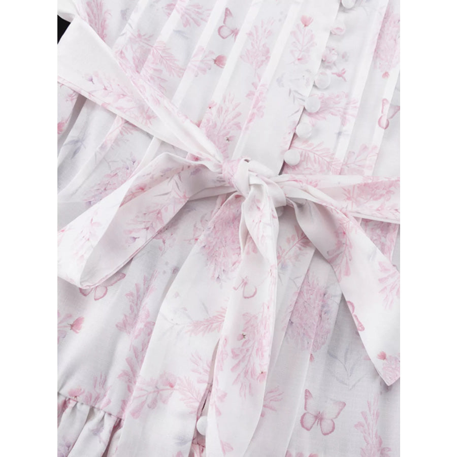 Floral Print Layered Ruffle Dress Apparel and Accessories