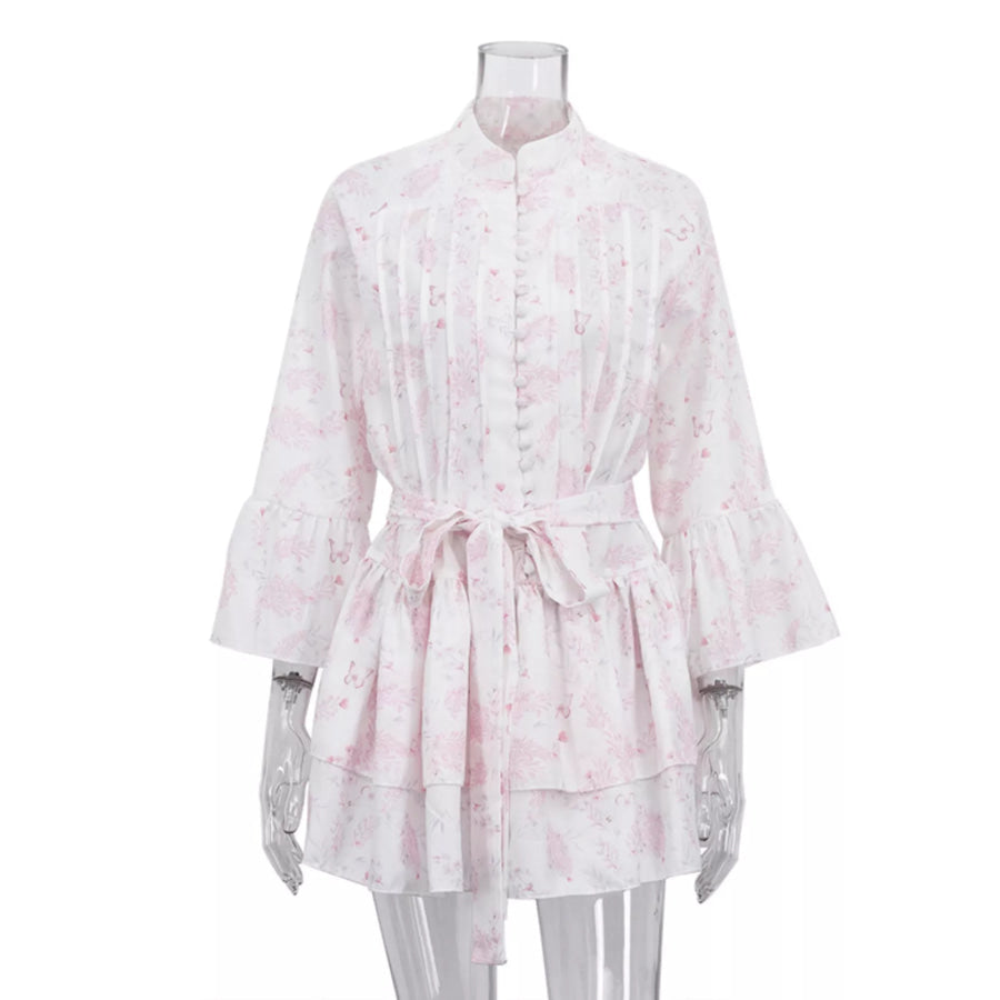 Floral Print Layered Ruffle Dress Apparel and Accessories