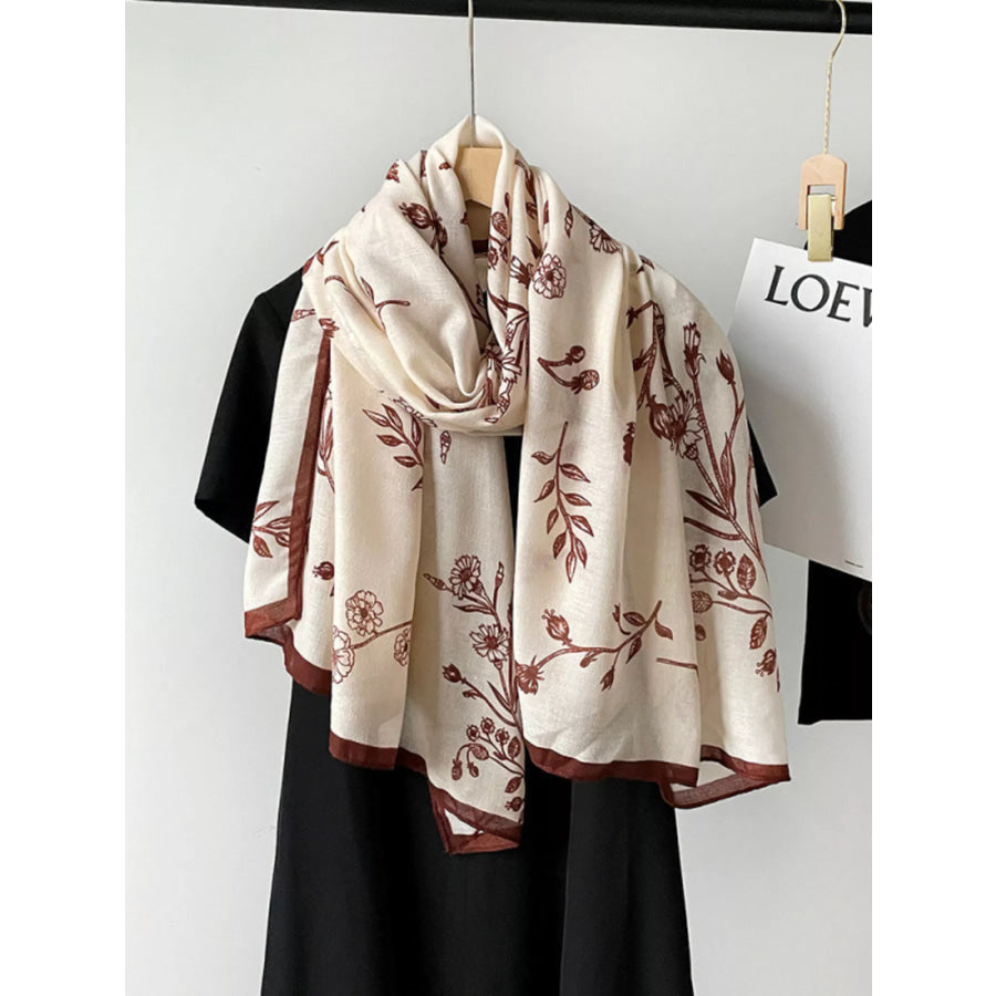 Floral Print Lightweight Scarf Scarlet / One Size Apparel and Accessories