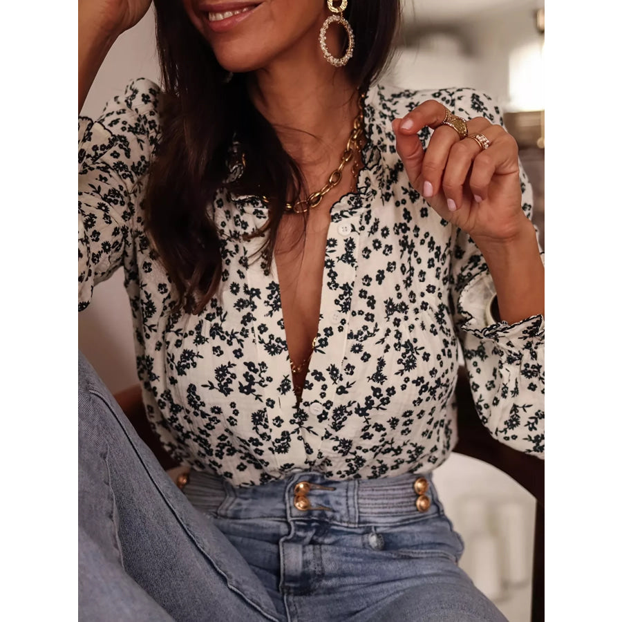 Floral Print Long Sleeve Button-Down Shirt Apparel and Accessories