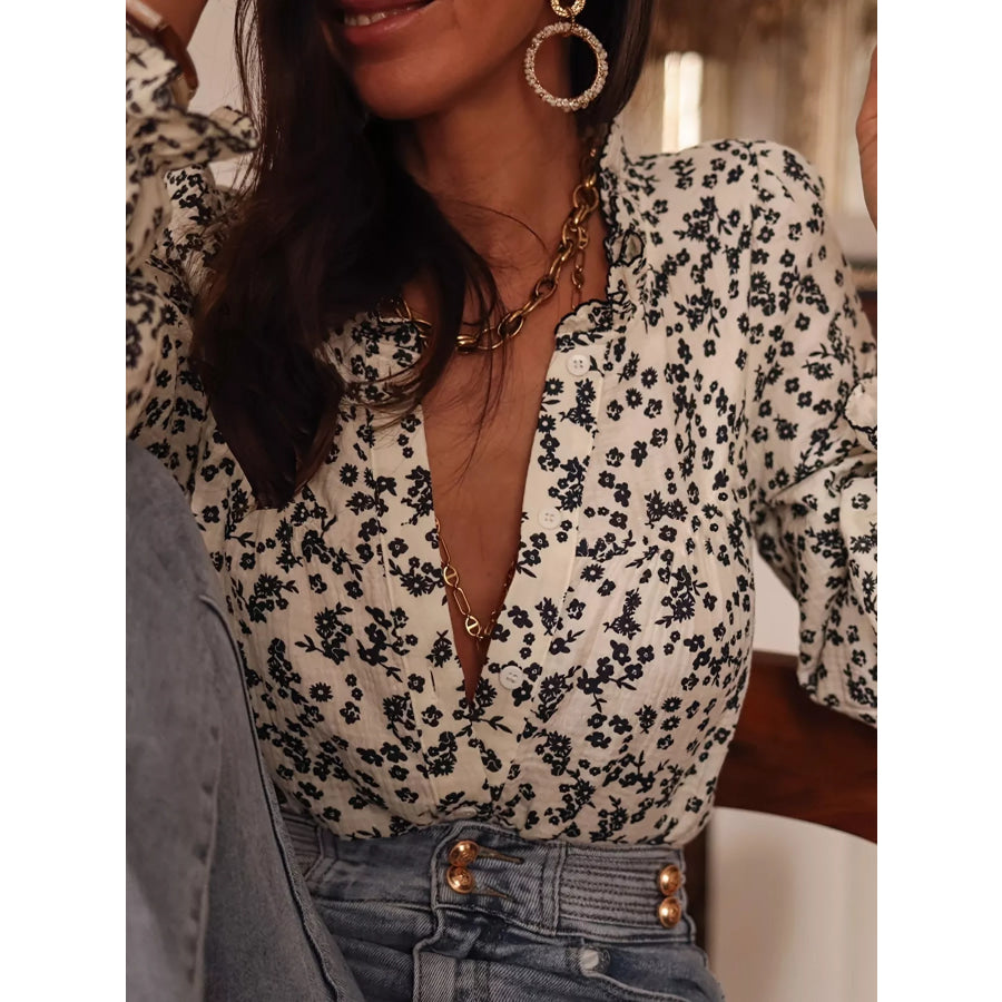 Floral Print Long Sleeve Button-Down Shirt Apparel and Accessories