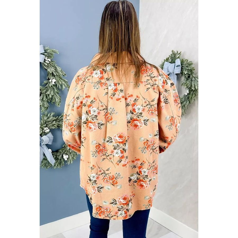 Floral Print Long Sleeve Denim Jacket Apparel and Accessories