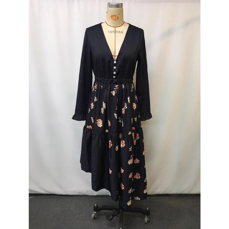 Floral Print Long Sleeve Dress Apparel and Accessories