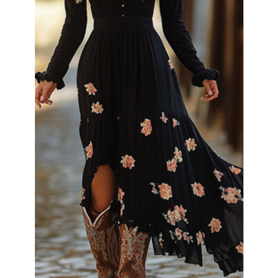 Floral Print Long Sleeve Dress Apparel and Accessories