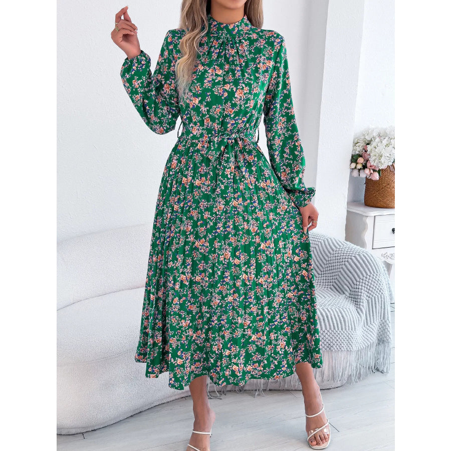 Floral Print Long Sleeve Midi Dress Apparel and Accessories
