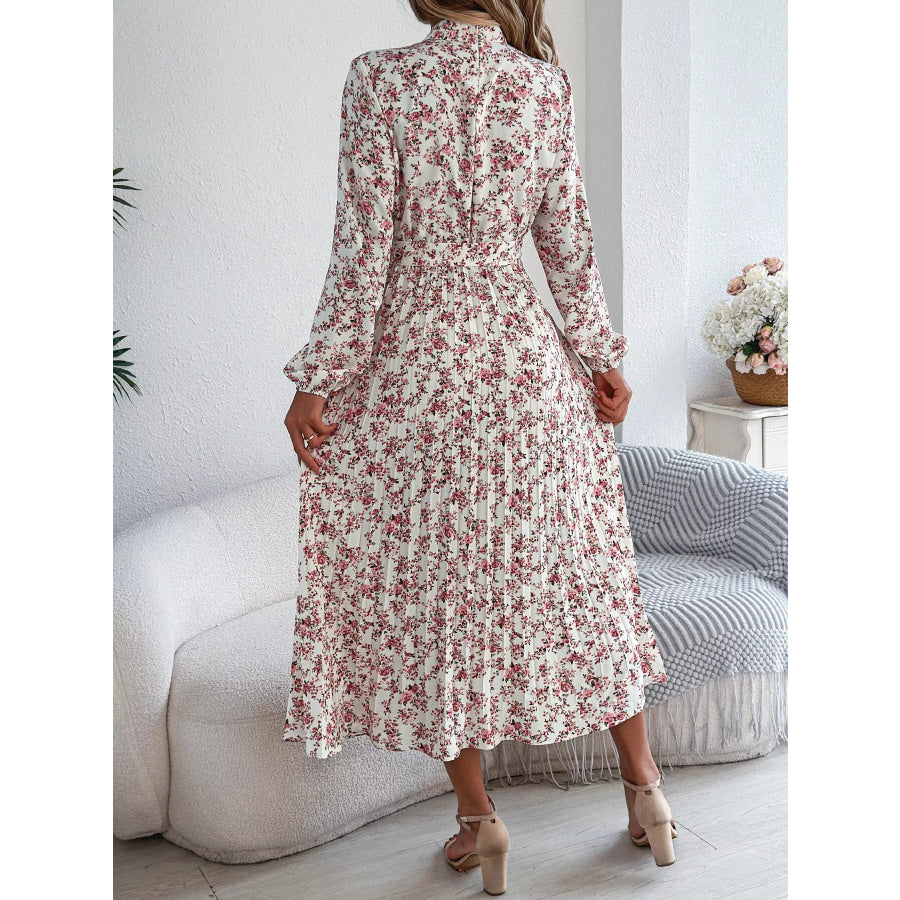 Floral Print Long Sleeve Midi Dress Apparel and Accessories