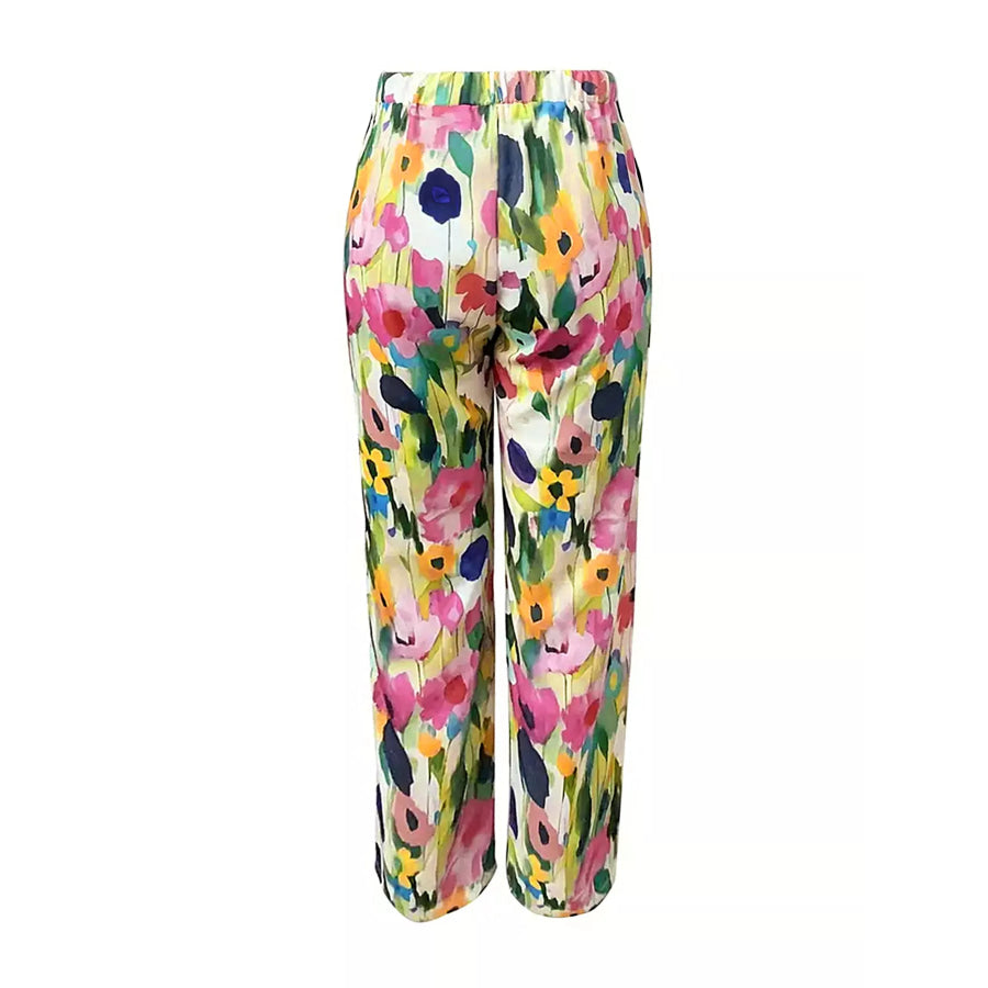 Floral Print Loose Casual Pants Apparel and Accessories