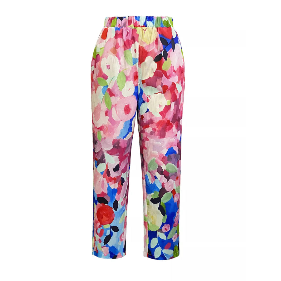 Floral Print Loose Casual Pants Apparel and Accessories