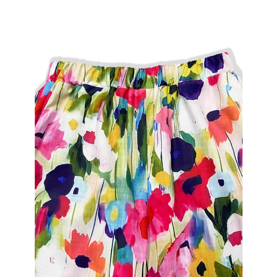 Floral Print Loose Casual Pants Apparel and Accessories