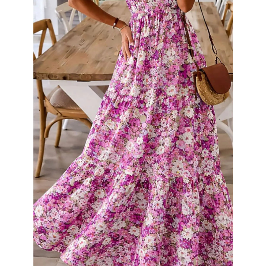 Floral Print Maxi Dress with Spaghetti Straps Apparel and Accessories