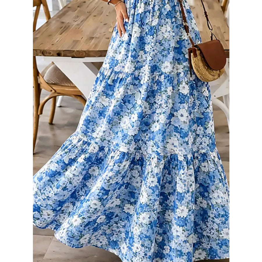Floral Print Maxi Dress with Spaghetti Straps Apparel and Accessories
