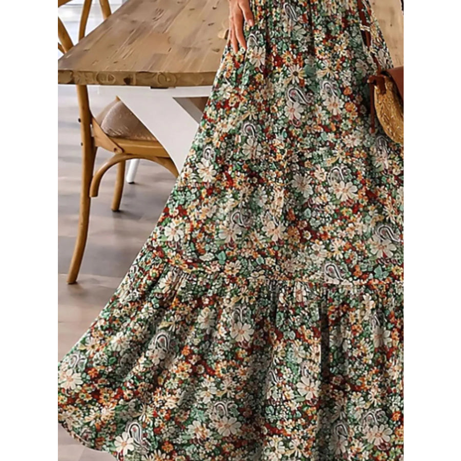 Floral Print Maxi Dress with Spaghetti Straps Apparel and Accessories